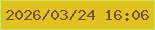 文字の大きさ：4、枠の色：cde75b、背景の色：e0c11f、文字の色：755246 無料ブログパーツのブログ時計