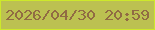 文字の大きさ：4、枠の色：cde92a、背景の色：bcc151、文字の色：916b43 無料ブログパーツのブログ時計