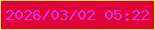文字の大きさ：5、枠の色：cdef5e、背景の色：e20039、文字の色：d736e1 無料ブログパーツのブログ時計