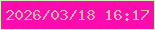 文字の大きさ：3、枠の色：cdf2be、背景の色：fd0cad、文字の色：dcb0ae 無料ブログパーツのブログ時計