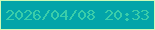 文字の大きさ：5、枠の色：cdfab8、背景の色：02a4a9、文字の色：3acdaa 無料ブログパーツのブログ時計