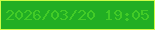 文字の大きさ：5、枠の色：cdfc48、背景の色：21ae23、文字の色：42cb27 無料ブログパーツのブログ時計