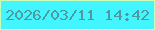 文字の大きさ：3、枠の色：cdfcb5、背景の色：42f5ff、文字の色：4d9b9e 無料ブログパーツのブログ時計