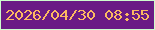 文字の大きさ：1、枠の色：cdfccd、背景の色：6a1a85、文字の色：fcba61 無料ブログパーツのブログ時計