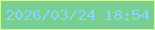 文字の大きさ：3、枠の色：cdfe9c、背景の色：7bce93、文字の色：84d8f8 無料ブログパーツのブログ時計