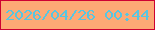 文字の大きさ：5、枠の色：ce0132、背景の色：fda975、文字の色：56c6e2 無料ブログパーツのブログ時計