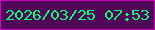 文字の大きさ：2、枠の色：ce01bb、背景の色：510757、文字の色：0cfe73 無料ブログパーツのブログ時計