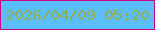 文字の大きさ：2、枠の色：ce0486、背景の色：5abef9、文字の色：97ac4d 無料ブログパーツのブログ時計
