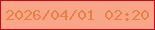 文字の大きさ：4、枠の色：ce0721、背景の色：f8a687、文字の色：e48144 無料ブログパーツのブログ時計