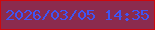 文字の大きさ：5、枠の色：ce080d、背景の色：8b2b4e、文字の色：3f55f4 無料ブログパーツのブログ時計