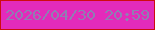 文字の大きさ：5、枠の色：ce0c0e、背景の色：e32bba、文字の色：907eb3 無料ブログパーツのブログ時計