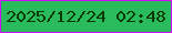 文字の大きさ：1、枠の色：ce0cf9、背景の色：29bb5c、文字の色：083a03 無料ブログパーツのブログ時計