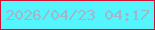 文字の大きさ：4、枠の色：ce1332、背景の色：55f5fd、文字の色：a0b5c7 無料ブログパーツのブログ時計