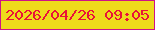 文字の大きさ：5、枠の色：ce1388、背景の色：eedb1b、文字の色：e91338 無料ブログパーツのブログ時計