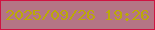 文字の大きさ：5、枠の色：ce1442、背景の色：b47585、文字の色：bba908 無料ブログパーツのブログ時計