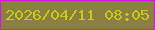 文字の大きさ：2、枠の色：ce17e0、背景の色：8b7f42、文字の色：c5cb15 無料ブログパーツのブログ時計