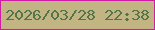 文字の大きさ：3、枠の色：ce1ca4、背景の色：c2b483、文字の色：527549 無料ブログパーツのブログ時計