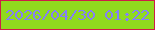 文字の大きさ：5、枠の色：ce1d47、背景の色：90da1e、文字の色：857ff7 無料ブログパーツのブログ時計