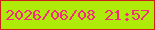 文字の大きさ：5、枠の色：ce201d、背景の色：afeb08、文字の色：f92980 無料ブログパーツのブログ時計