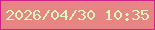 文字の大きさ：1、枠の色：ce218a、背景の色：e78585、文字の色：dff8ba 無料ブログパーツのブログ時計