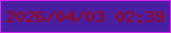 文字の大きさ：4、枠の色：ce27ef、背景の色：4a1ea1、文字の色：a30608 無料ブログパーツのブログ時計