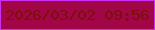 文字の大きさ：2、枠の色：ce2ef3、背景の色：a10647、文字の色：810d0a 無料ブログパーツのブログ時計