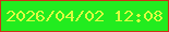 文字の大きさ：3、枠の色：ce3119、背景の色：22ec1f、文字の色：dbfc41 無料ブログパーツのブログ時計