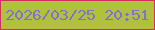 文字の大きさ：2、枠の色：ce325b、背景の色：b1c03e、文字の色：7b74ca 無料ブログパーツのブログ時計