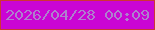 文字の大きさ：3、枠の色：ce3534、背景の色：ca05d4、文字の色：ae80cd 無料ブログパーツのブログ時計