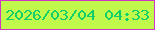 文字の大きさ：4、枠の色：ce36c3、背景の色：c0f84b、文字の色：12ce68 無料ブログパーツのブログ時計
