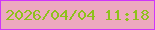 文字の大きさ：2、枠の色：ce36f9、背景の色：eda9bf、文字の色：8ec11c 無料ブログパーツのブログ時計