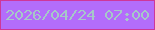 文字の大きさ：4、枠の色：ce379a、背景の色：b36dfb、文字の色：a6c8c8 無料ブログパーツのブログ時計