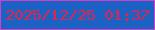 文字の大きさ：2、枠の色：ce40c9、背景の色：1c61c4、文字の色：e32349 無料ブログパーツのブログ時計