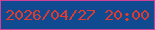 文字の大きさ：1、枠の色：ce4199、背景の色：104a91、文字の色：db3b31 無料ブログパーツのブログ時計