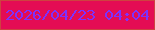 文字の大きさ：4、枠の色：ce4240、背景の色：e40c54、文字の色：7e31fc 無料ブログパーツのブログ時計