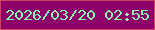文字の大きさ：2、枠の色：ce455d、背景の色：8d0069、文字の色：88f9ac 無料ブログパーツのブログ時計