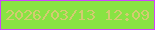 文字の大きさ：1、枠の色：ce45fd、背景の色：89e343、文字の色：d3cb71 無料ブログパーツのブログ時計