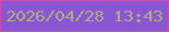 文字の大きさ：3、枠の色：ce4cad、背景の色：8a56d4、文字の色：acab84 無料ブログパーツのブログ時計