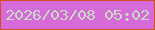 文字の大きさ：5、枠の色：ce5022、背景の色：d66ad9、文字の色：c8dbc3 無料ブログパーツのブログ時計