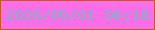 文字の大きさ：4、枠の色：ce5428、背景の色：fa6fe8、文字の色：84b0c6 無料ブログパーツのブログ時計