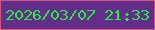 文字の大きさ：5、枠の色：ce5482、背景の色：632e8a、文字の色：26ed40 無料ブログパーツのブログ時計