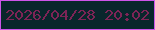 文字の大きさ：5、枠の色：ce54ea、背景の色：09262c、文字の色：7d2456 無料ブログパーツのブログ時計