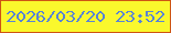 文字の大きさ：2、枠の色：ce5514、背景の色：faf82c、文字の色：5983d6 無料ブログパーツのブログ時計