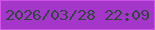 文字の大きさ：5、枠の色：ce55e8、背景の色：a437c9、文字の色：334541 無料ブログパーツのブログ時計