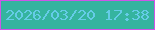 文字の大きさ：4、枠の色：ce56e8、背景の色：35b49f、文字の色：65cce7 無料ブログパーツのブログ時計