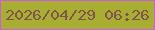 文字の大きさ：3、枠の色：ce5ce0、背景の色：a8ae32、文字の色：83544e 無料ブログパーツのブログ時計