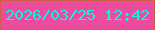 文字の大きさ：4、枠の色：ce5d42、背景の色：eb4c9e、文字の色：01fbdf 無料ブログパーツのブログ時計