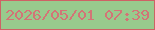文字の大きさ：5、枠の色：ce6265、背景の色：98ca8d、文字の色：d37476 無料ブログパーツのブログ時計