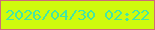 文字の大きさ：1、枠の色：ce6c78、背景の色：cffb0d、文字の色：43e7a4 無料ブログパーツのブログ時計