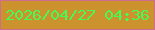 文字の大きさ：2、枠の色：ce6d90、背景の色：cc922e、文字の色：45fc56 無料ブログパーツのブログ時計